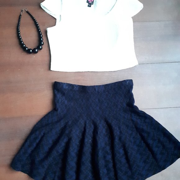 Black and Blue Mini Skirt - Picture 1 of 4